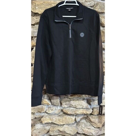 Men’s NWT Black Michael Kors 1/4 Zip Sweatshirt Size Extra Large - Picture 1 of 8